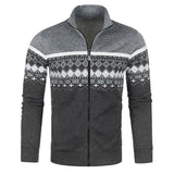 Luke | Zip-Up Vintage Cardigan – Dunkelgrau