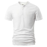 Herren Lässig Henley T-Shirt | Klassisch – Weiß