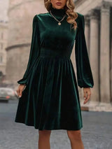 Stylisches Frauen-Samtkleid | Perfekt für Frühling und Sommer – Grün
