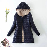 Damen Winter Fleece Jacke | Mit Kapuze – Marineblau