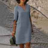 Vondra – Elegantes knielanges Kleid – Grau