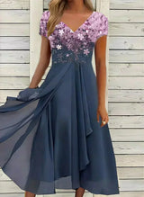 Caelina | Stilvolles Midi-Kleid – Pink-Blau