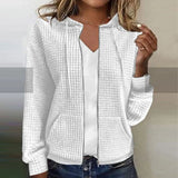 Damen Strickjacke Kariert Jacke | Elegant Leicht – Weiß