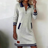 Navelle™ Kleid mit Polokragen und Müheloser Eleganz – Grau