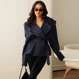 Bellecourt™ Kurzer Trenchcoat Mit Taillierter Passform – Dunkelblau