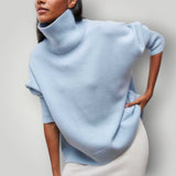 Damen Rollkragenpullover | Warmer Strickpullover in Übergröße – Blau