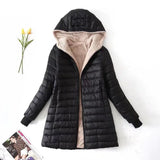 Damen Winter Fleece Jacke | Mit Kapuze – Schwarz