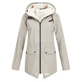 Damen Winter Wasserdichter Trenchcoat | Mit Kapuze – Beige