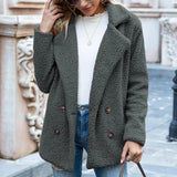 Nela - Teddyjacke kurz und kuschelig warm – Olivgrün