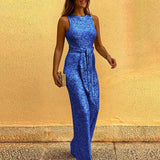 Femke | Glänzender Jumpsuit für Damen – Blau