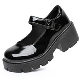 Schwarze Mary Jane Dirndl Schuhe für Damen | Plateau – Schwarz