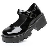 Damen Dirndl Schuhe | Schnallenriemen Mit Breiter Sohle – Schwarz