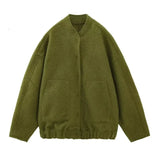 Cozzina – übergroße, grob gestrickte jacke – Khakigrün
