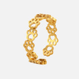 Verstellbarer Edelstahl-Pfotentattoo-Ring – Stilvoller Schmuck für Tierliebhaber – Gold