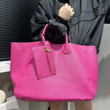 Damen Modische Vegane Leder Oversized Handtasche – Großes Volumen, Vielseitige Einkaufstasche – Pink