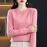 Stefani - Kaschmirpullover mit Rundhalsausschnitt – Rosa