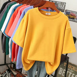Rhoswen – Übergroßes Baumwoll-T-Shirt – Gelb