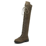 Damen Stilvoll Overknee-Stiefel | Schnüren – Grün