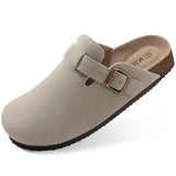 Clark Suede Komfort Clog - Karamellfarbenes Wildleder mit Ergonomischem Kork-Fußbett – Wildleder-Grau