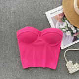 Bustier-Top mit Rippstruktur und geformten Cups für Damen – Rosa