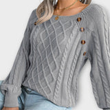 Amalia | Strickpullover mit raffinierten Knopfdetails – Grau