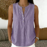 Bluse Nadine™ mit Knopfleiste und Rundhalsausschnitt – Flieder