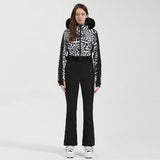 Einteiliger Skianzug für Damen | Wintersportbekleidung – Schwarz / Weiß 2