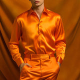 Dante – Herren Satinhemd mit Glanzfinish und Slim Fit – Orange