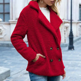 Nela - Teddyjacke kurz und kuschelig warm – Rot