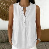 Bluse Nadine™ mit Knopfleiste und Rundhalsausschnitt – Weiß