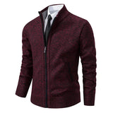 Yitzhak - Lässige Strickjacke Mit Stehkragen – Burgund