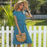 Beth - Polka Bloom Kleid – Elegantes Blau