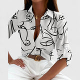 Bethany | elegante abstrakte Bluse – Weiß