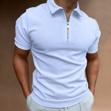 Evan – Zip-Poloshirt mit moderner Linie – Hellblau