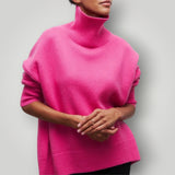 Damen Rollkragenpullover | Warmer Strickpullover in Übergröße – Rosa
