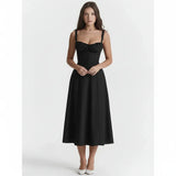 Linda | Damen Blumenkleid Korsett Seitenschlitz Midi – Blumen Korsett Midi 2026 – Schwarzes Linsay