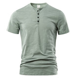 Herren Lässig Henley T-Shirt | Klassisch – Olivgrün