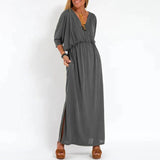 Mariah - Klassisches Maxi-Kleid – Grau