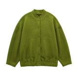 Melissa | Oversized Bouclé-Jacke mit Druckknöpfen – Armeegrün