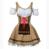 Damen Mini Elegante Oktoberfest Dirndl Kleid – Khaki