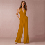 Mette | Everyday-Jumpsuit mit Weitem Bein – Gelb/Braun