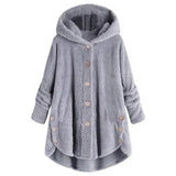 Stylische Fleece Jacke für Damen | Mit Kapuze – Hellgrau