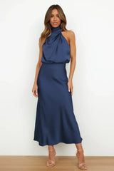 Rosemary | Neckholder Abendkleid – Marine Blau