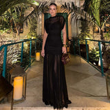 Elixire™-Kleid mit Durchscheinendem Tüll und Raffinierten Falten – Schwarz