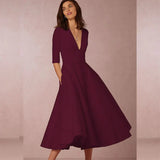 Azmira – Elegantes A-Linien-Midikleid – Weinrot