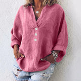 Iskara – Lockere Bluse aus Baumwollleinen – Rosa