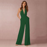 Solennea – Eleganter Neckholder-Jumpsuit – Grün
