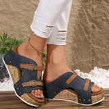 Coraline™ Leder-Pantolette mit Plateau und Doppelverstellung – Dunkelblau