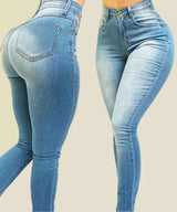 Gretchen Figurformende Strecken-Jeans – Hellblau