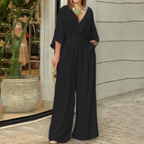 Bellavie™-Overall mit fließendem Hosenbeinschnitt und betonter Taille – Schwarz